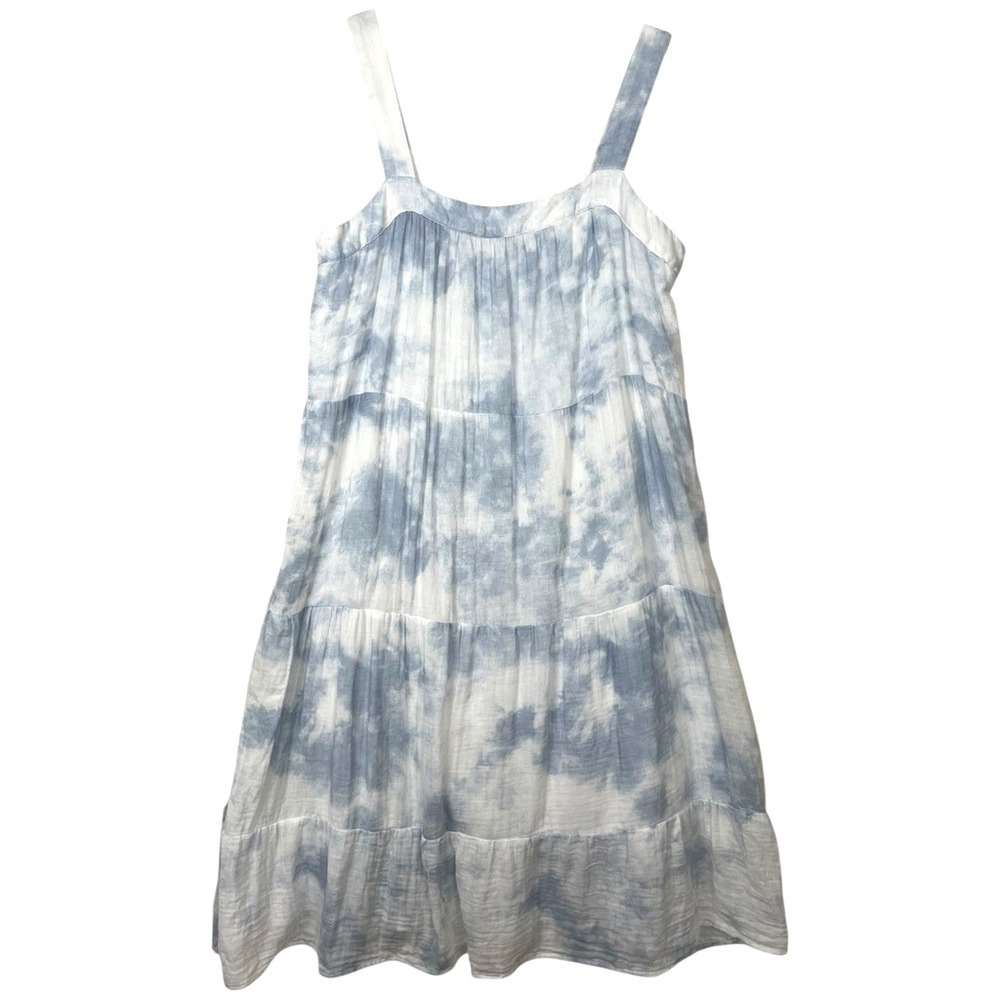 Rails Amaya Dress XL Tiered Tie Dye Blue White A Line Cotton Beach Summer Clouds